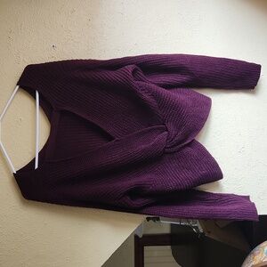 Hooked Up by IOT Deep Burgundy V-Neck Sweater